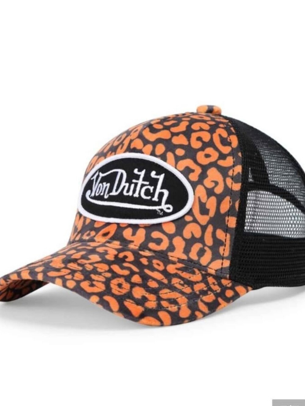 Von Dutch Orange Leopard Print Mesh Trucker Hat